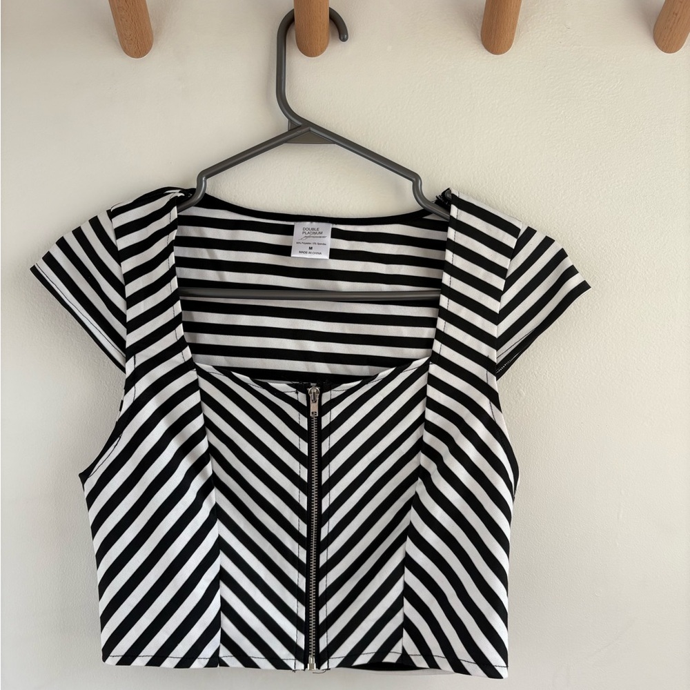 Black and White Striped Dance Top